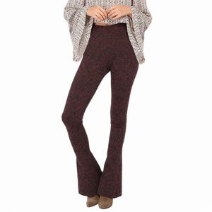 Free People Burgundy Metallic Bell Bottom Pull On Pants Womens Size S Disco